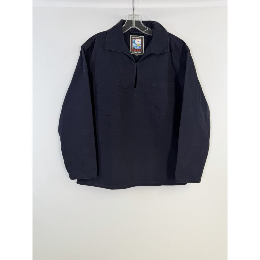 VTG Mousqueton Men’s French Fisherman Dark Blue Canvas Smock Pullover Size S